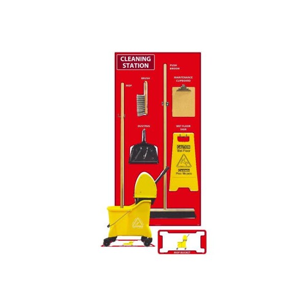 Nmc National Marker Cleaning Station Shadow Board, Combo Kit, Red/White, 72 X 36, Aluminum SBK143AL - main
